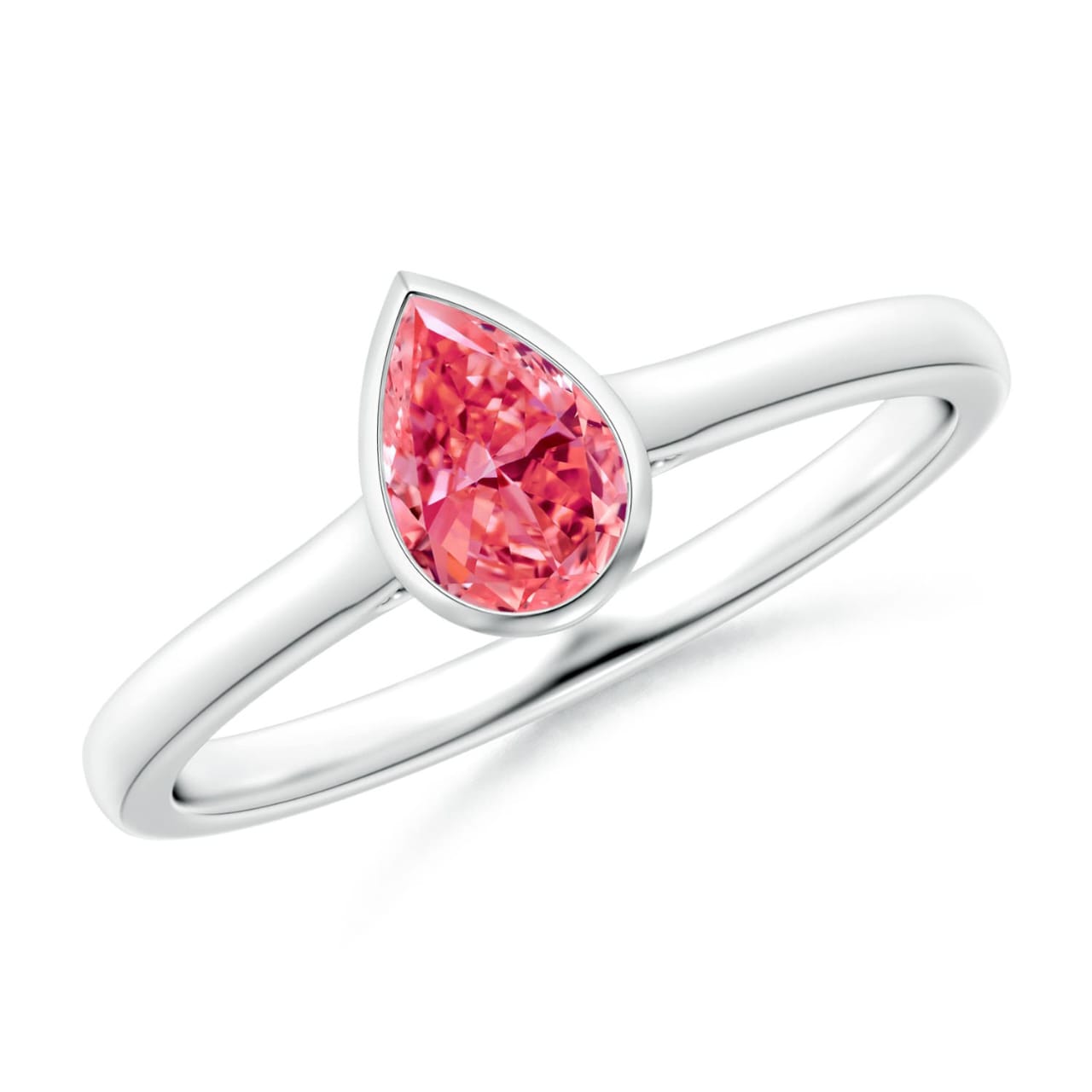 pear Shape Lab Grown Fancy Intense Pink Diamond Engagement Ring